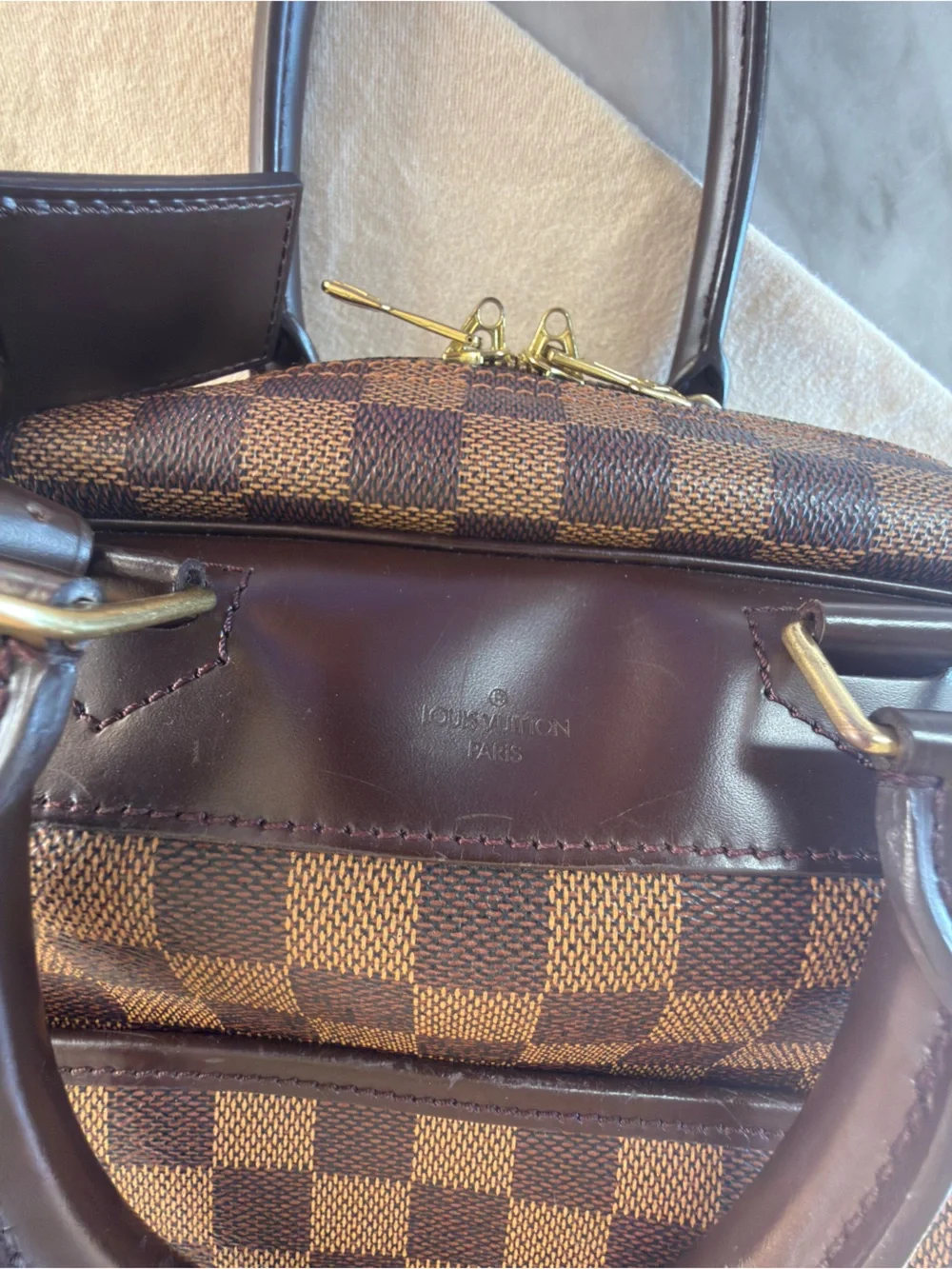Louis Vuitton Brown Damier Ebene Checkered Briefcase with Gold Hardware